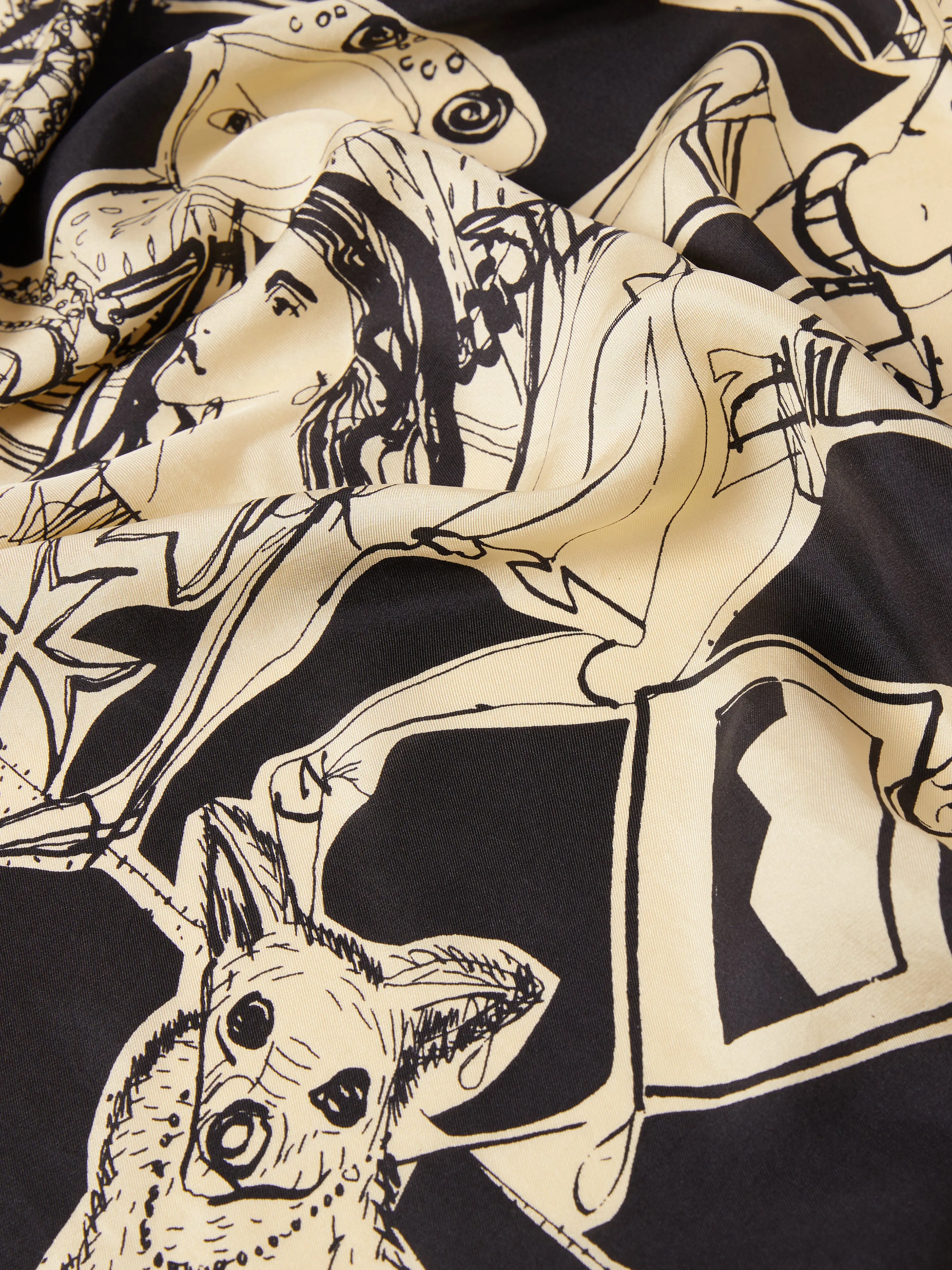 Kings & Queens Silk Scarf | Monochrome