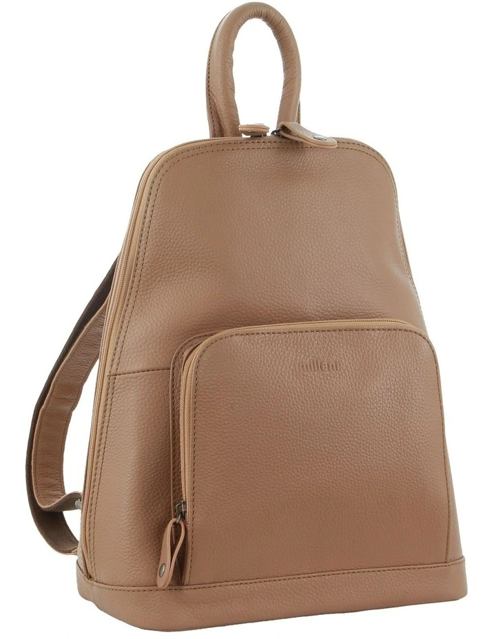 Leather Twin Zip Backpack in Burro