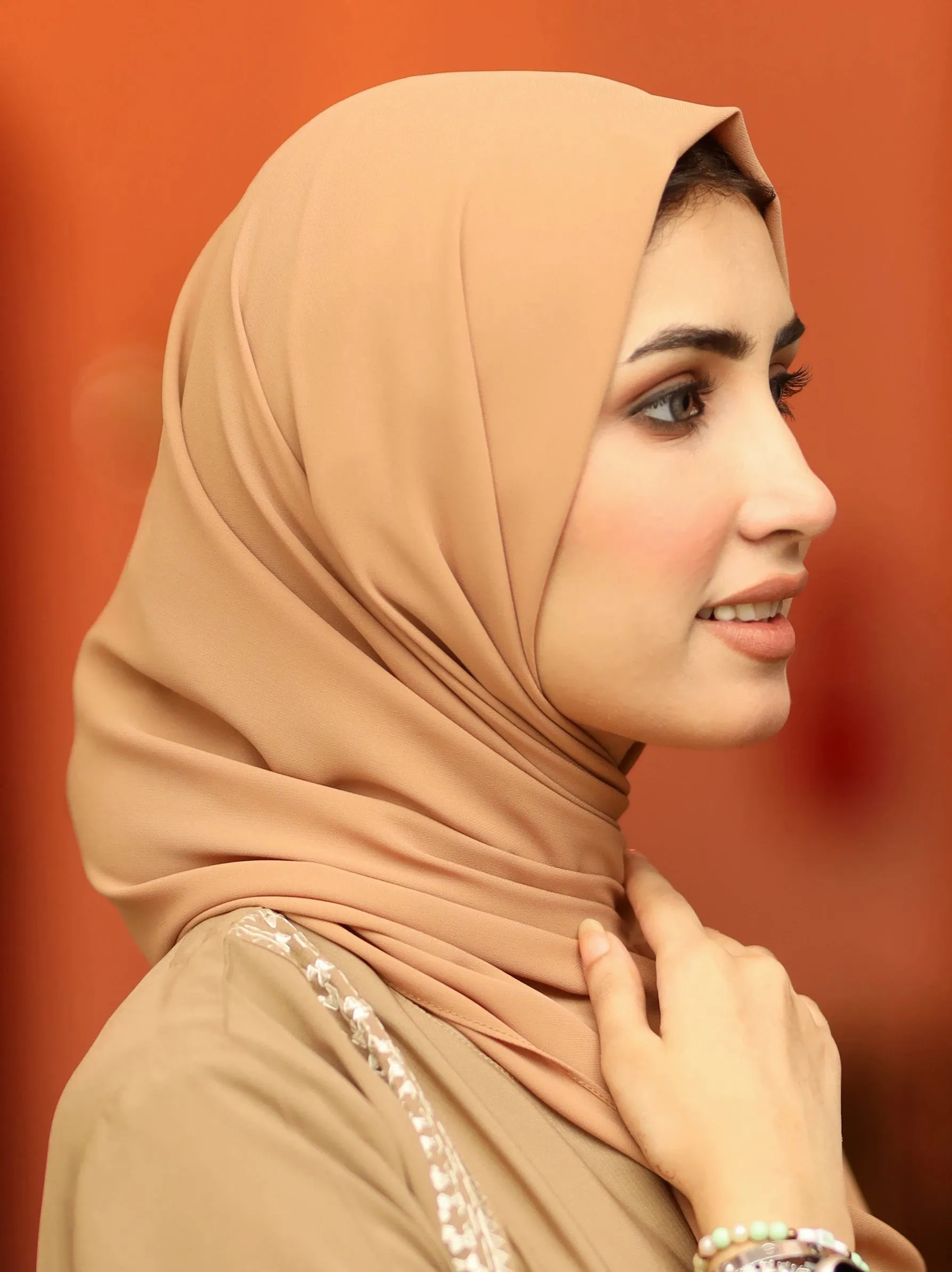 Light Brown Opaque Chiffon Scarf