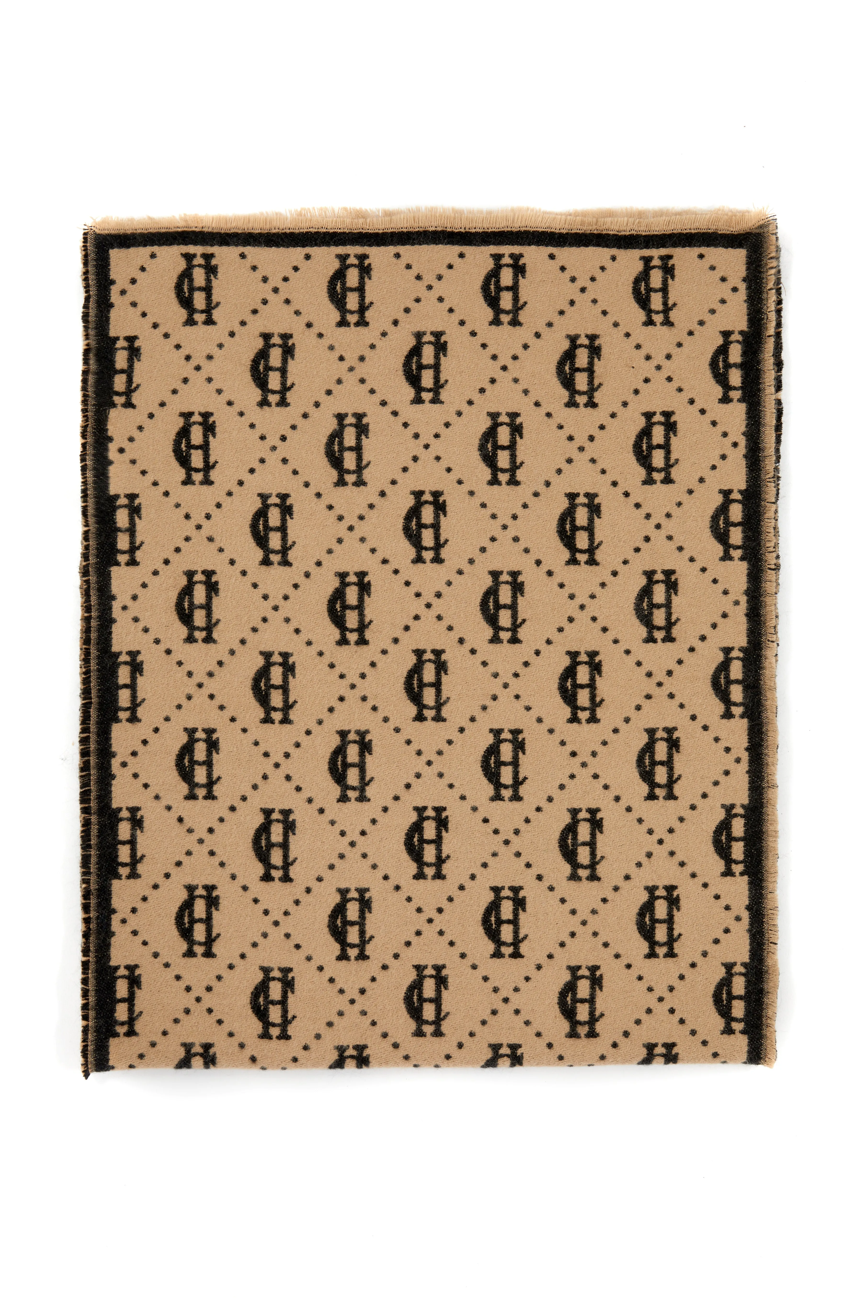 Lightweight Monogram Scarf (Tan Black)