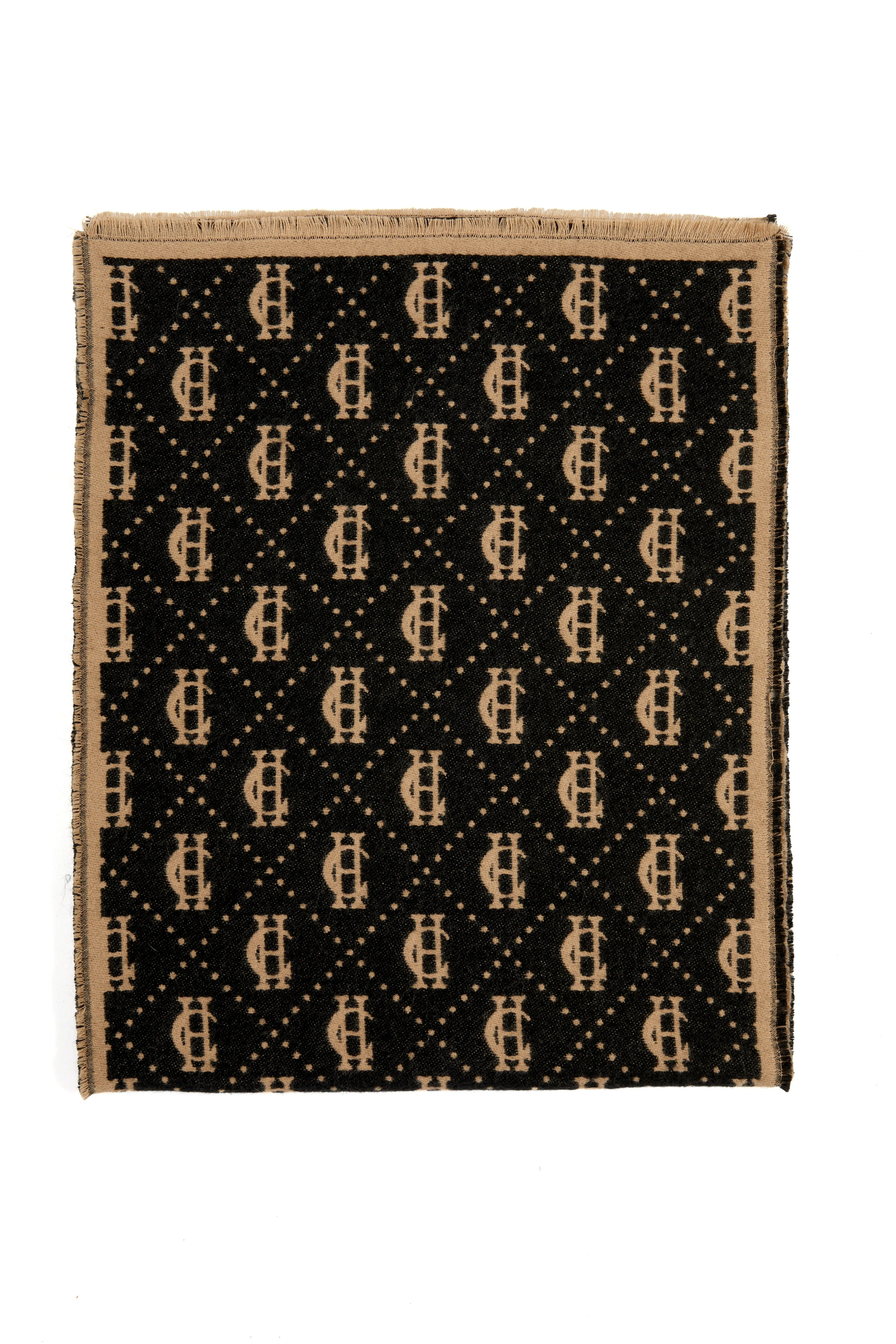 Lightweight Monogram Scarf (Tan Black)