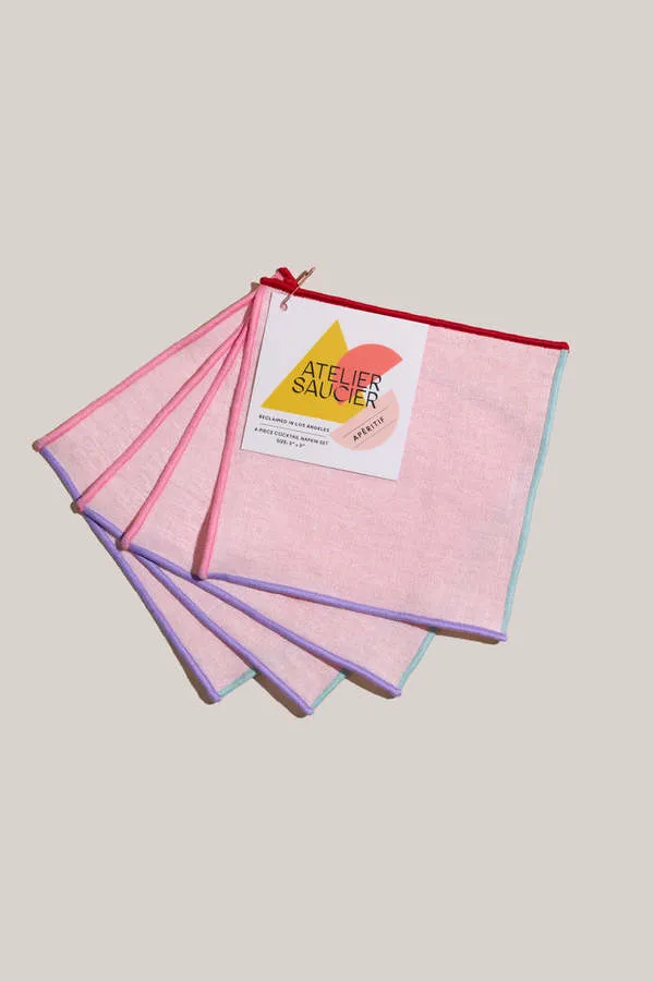 Linen Cocktail Napkins - Candy Crush