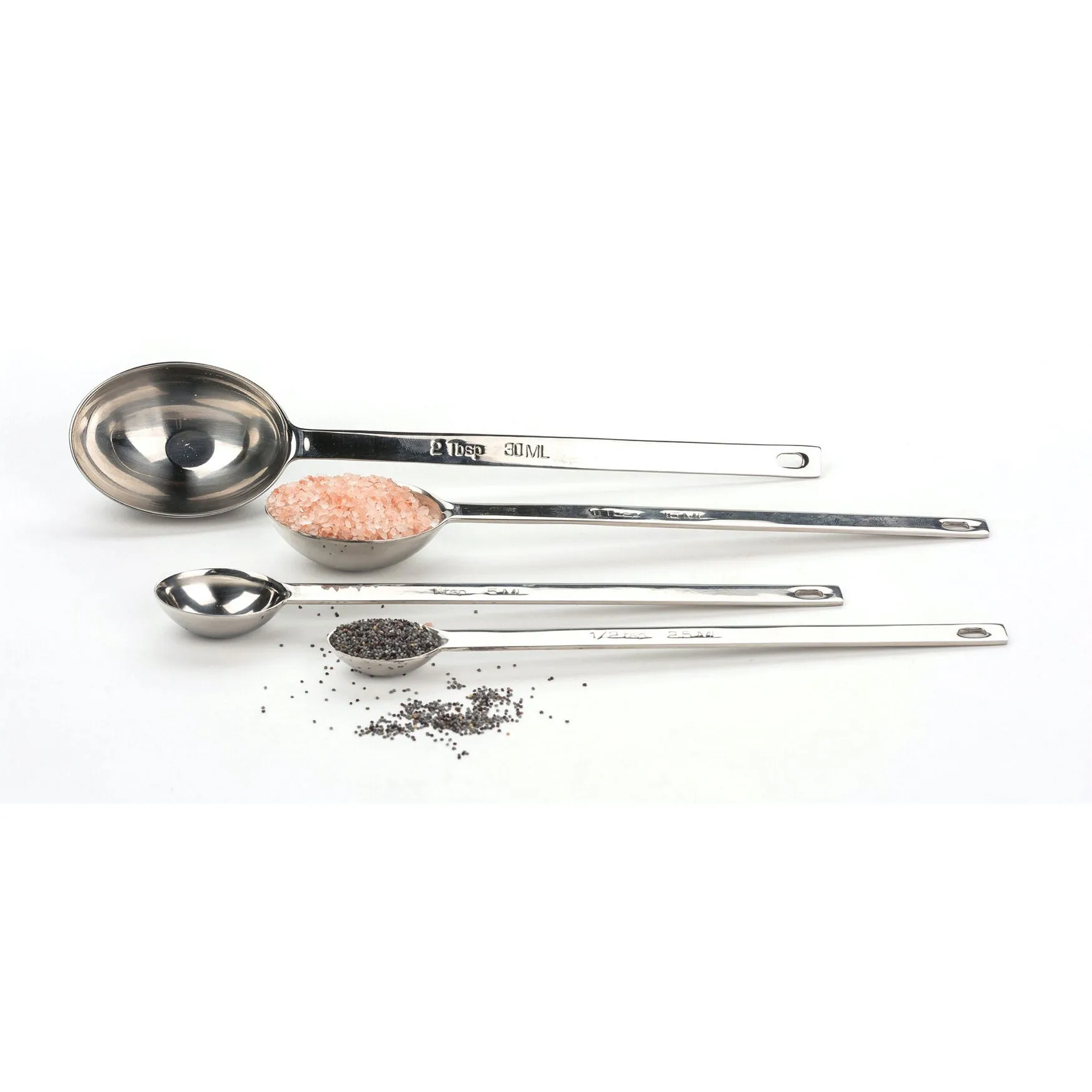 Long Handle Stainless Steel Measuring Spoon, Set 4