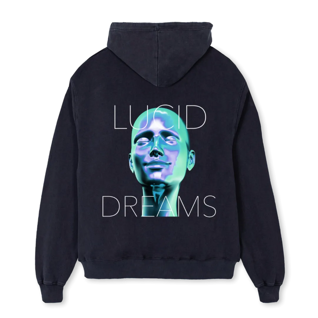 LUCID DREAMS Vintage Black Oversized Hoodie.