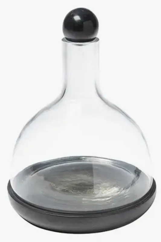 Marble and Glass Wine Carafe - Black