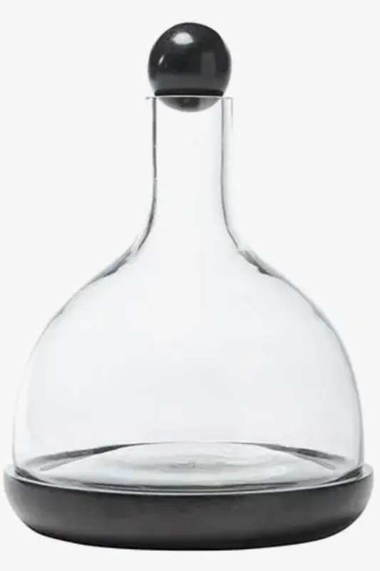 Marble and Glass Wine Carafe - Black