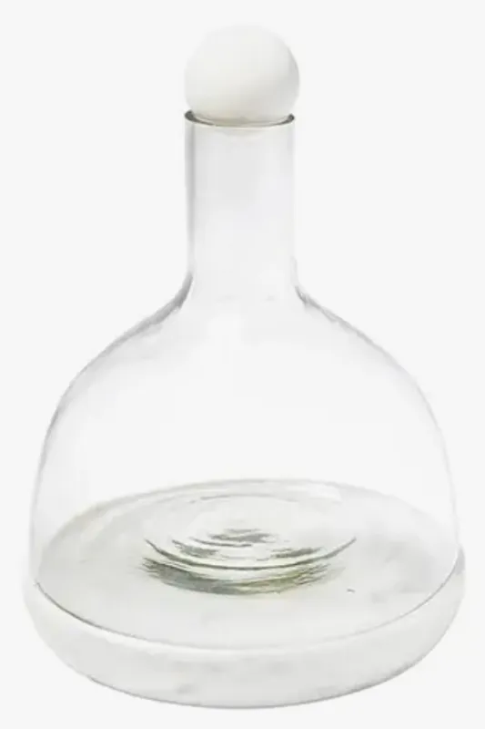 Marble and Glass Wine Carafe - White