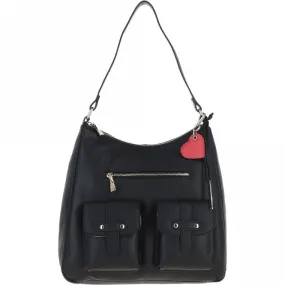 Medium Leather Shoulder Bag Black: 60660