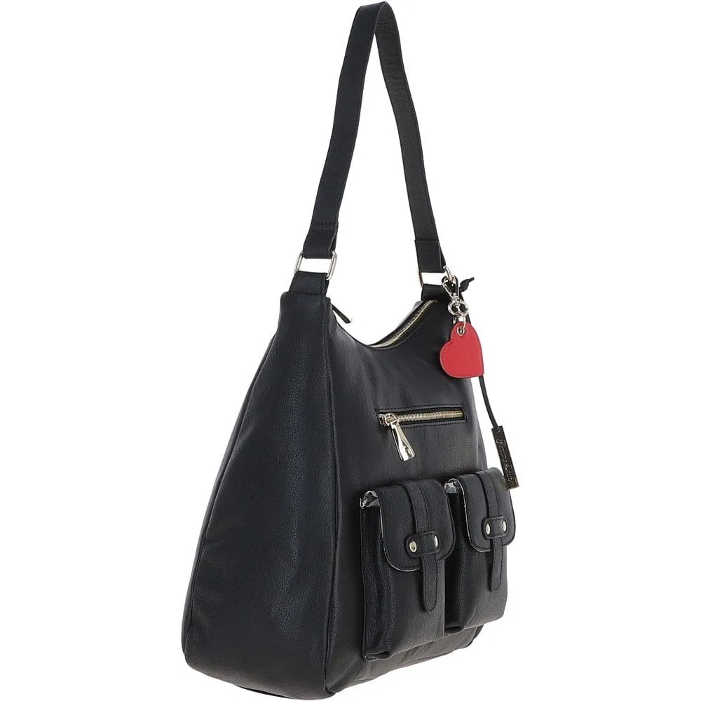 Medium Leather Shoulder Bag Black: 60660