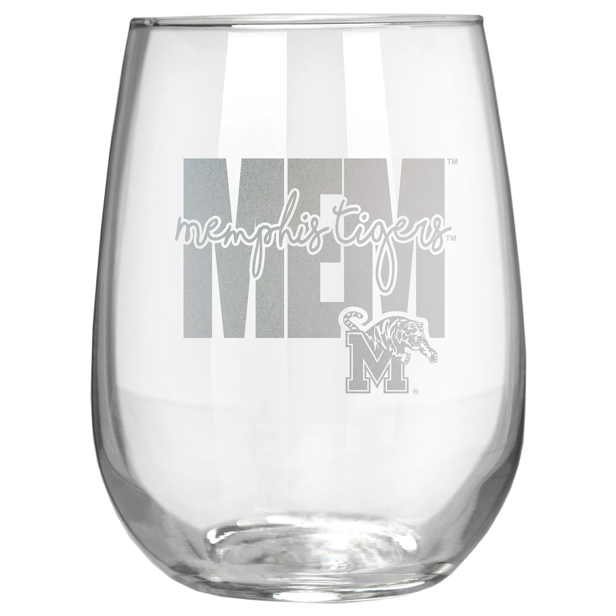 Memphis Tigers Etched 17oz. City Stemless Wine Glass