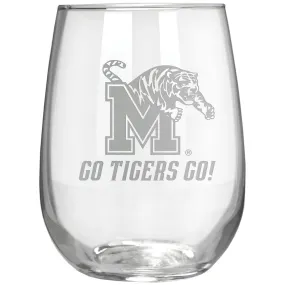 Memphis Tigers Etched 17oz. Rally Cry Stemless Wine Glass