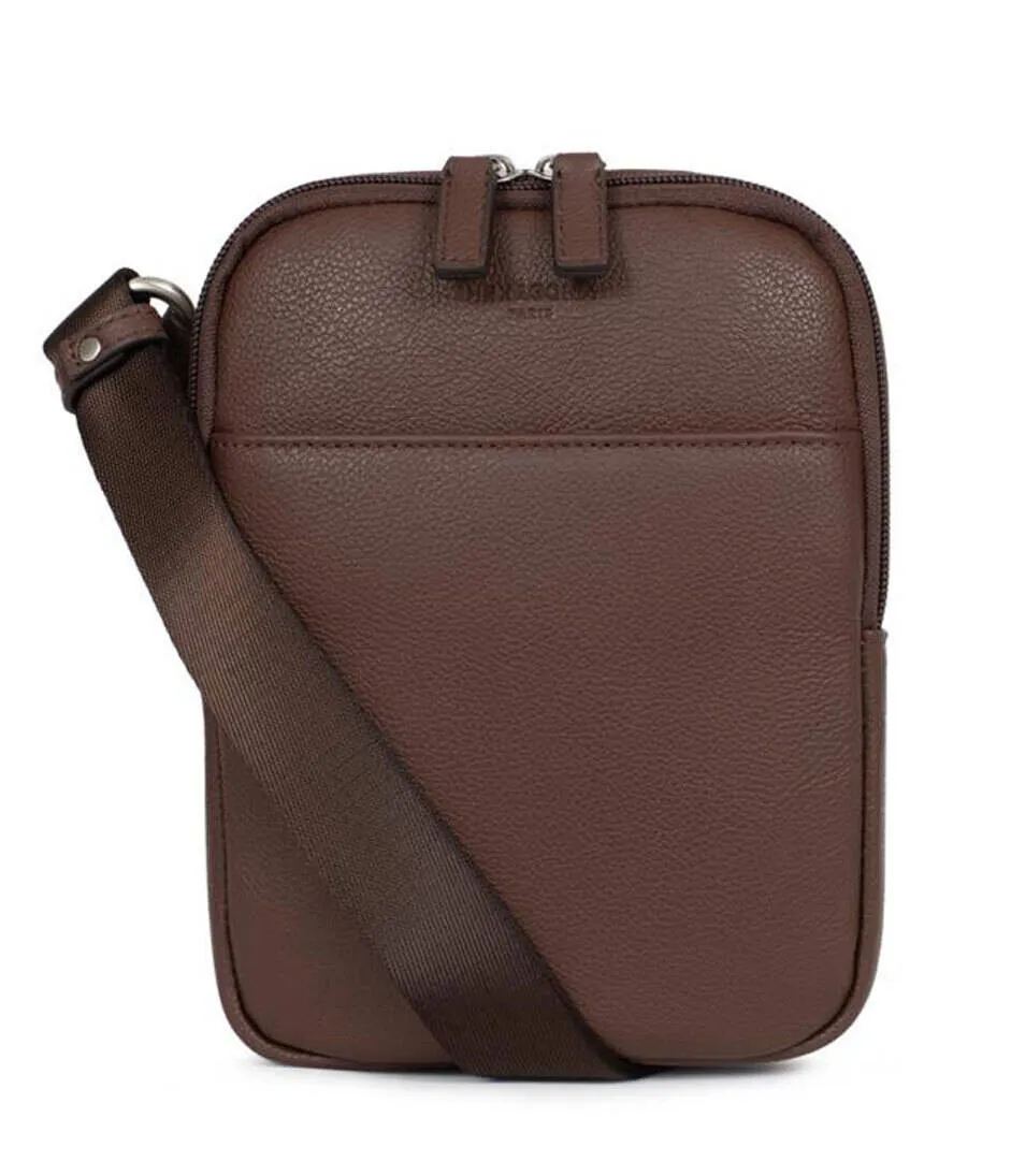 Men's chocolate hexagonal leather bag 469430