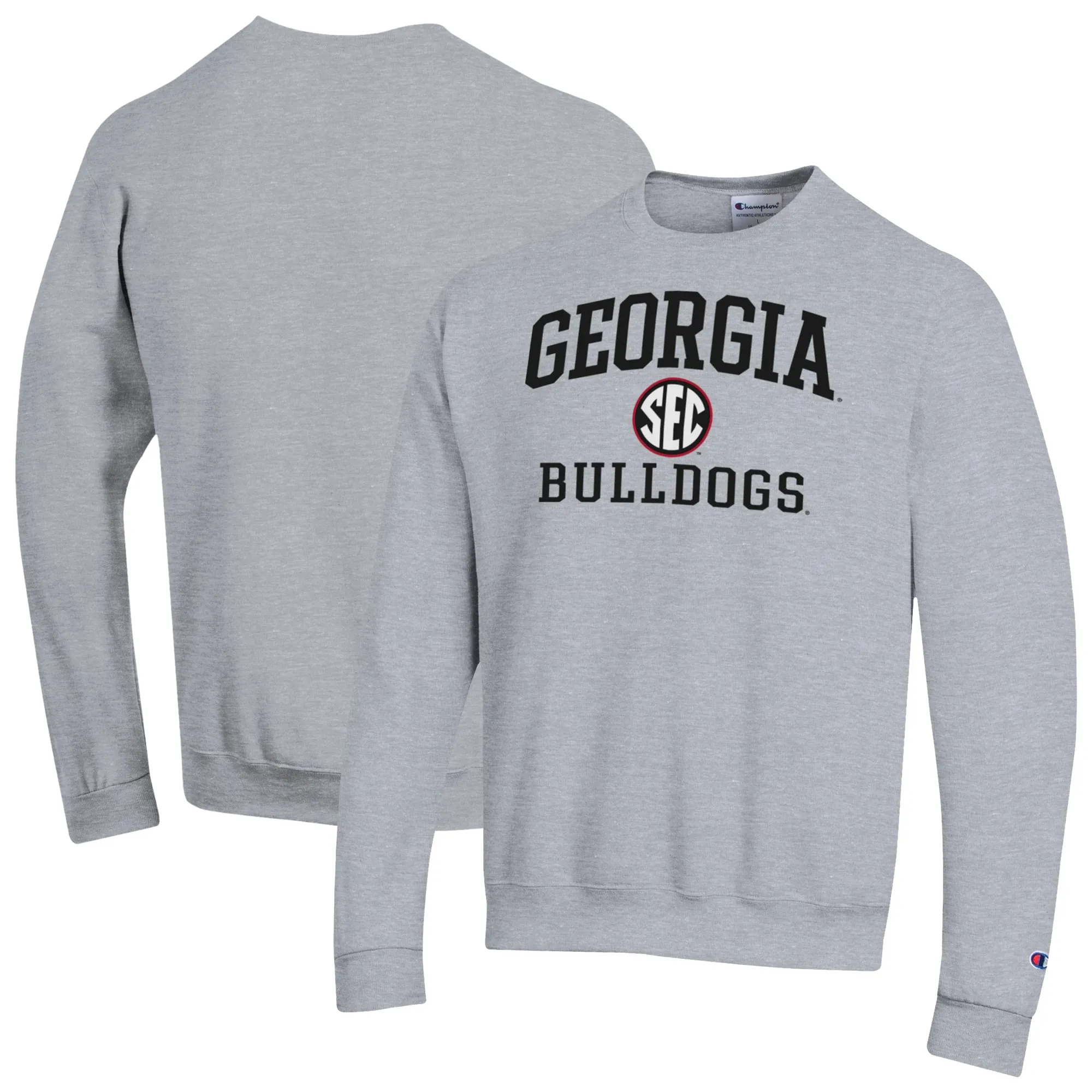 Men's Champion Gray Georgia Bulldogs Team Fleece Pullover Sweatshirt