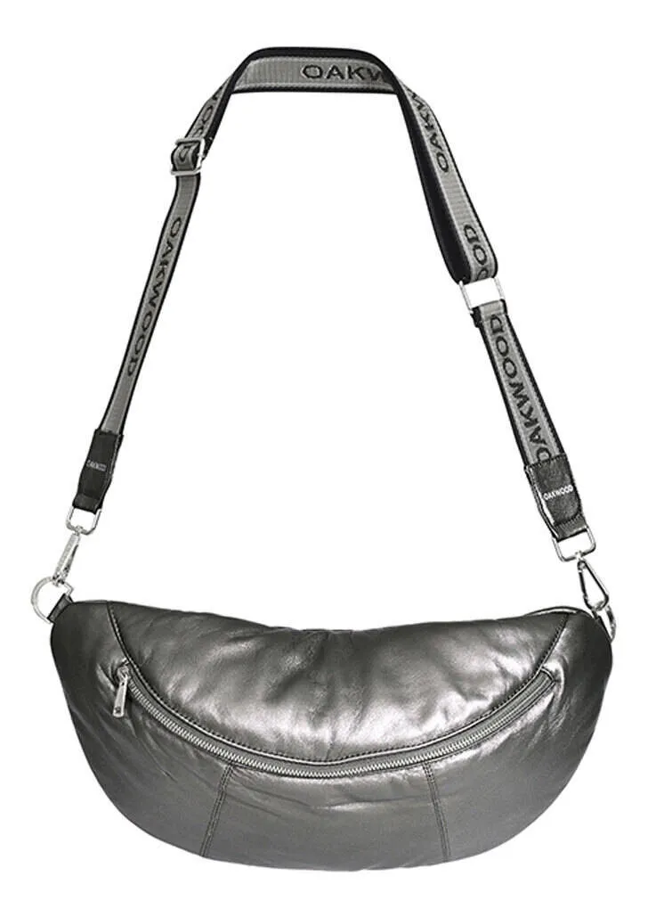 Metallic anthracite leather shoulder bag 64576