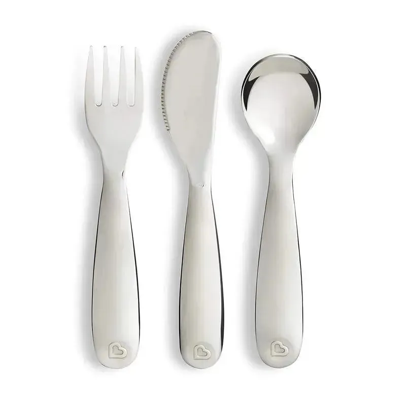 Munchkin Polish Stainless Steel Toddler Fork, Knife and Spoon Set