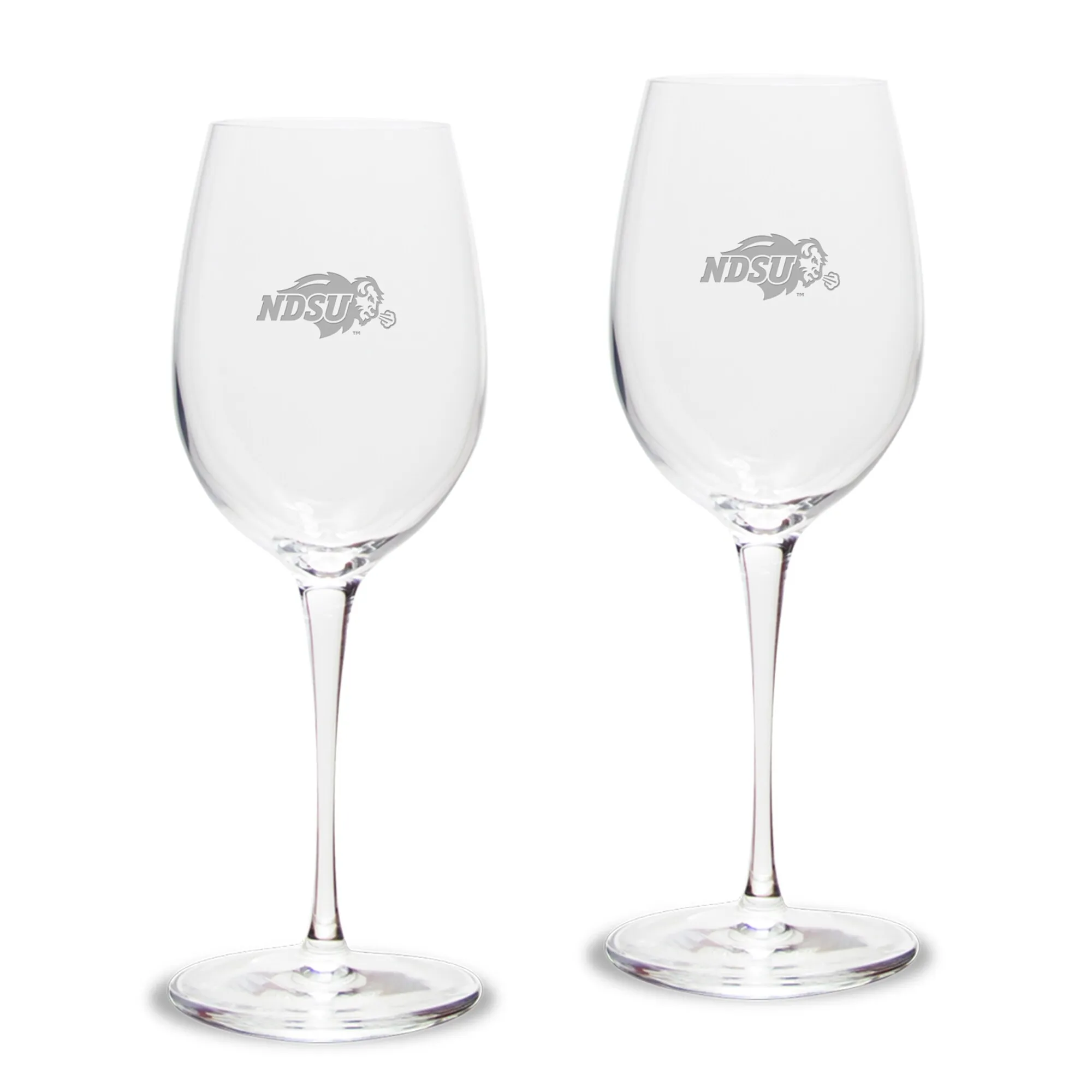 NDSU Bison 2-Piece 12oz. Luigi Bormioli Titanium White Wine Glass Set