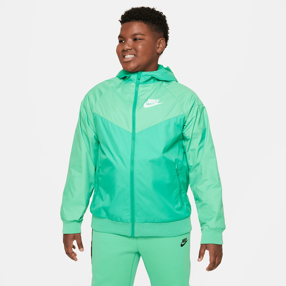 Nike Boys Nike Windrunner Jacket - Boys' Grade School Spring Green/Aquarius Blue/Stadium Green Size L