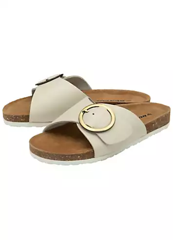 Nisha White Leather Crossover Buckle Footbed Sandals by Dunlop | Look Again