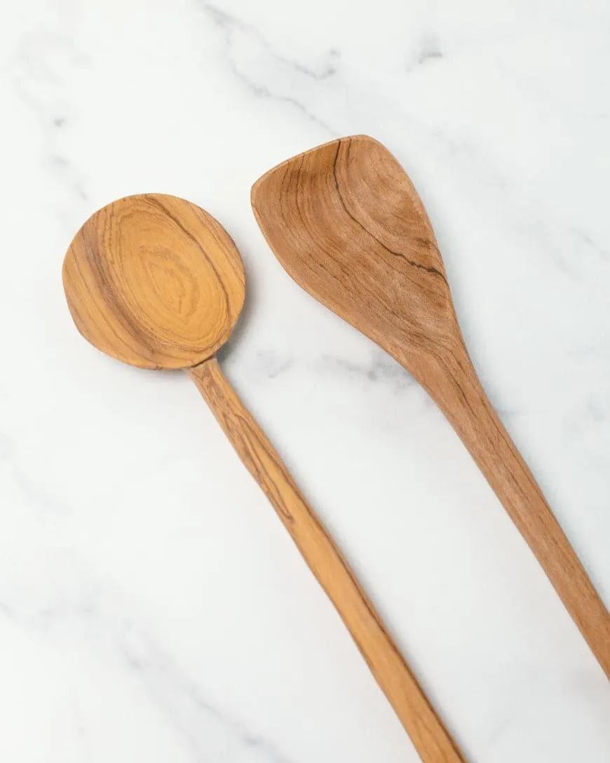 Olive Wood Cooking Spoon Pair