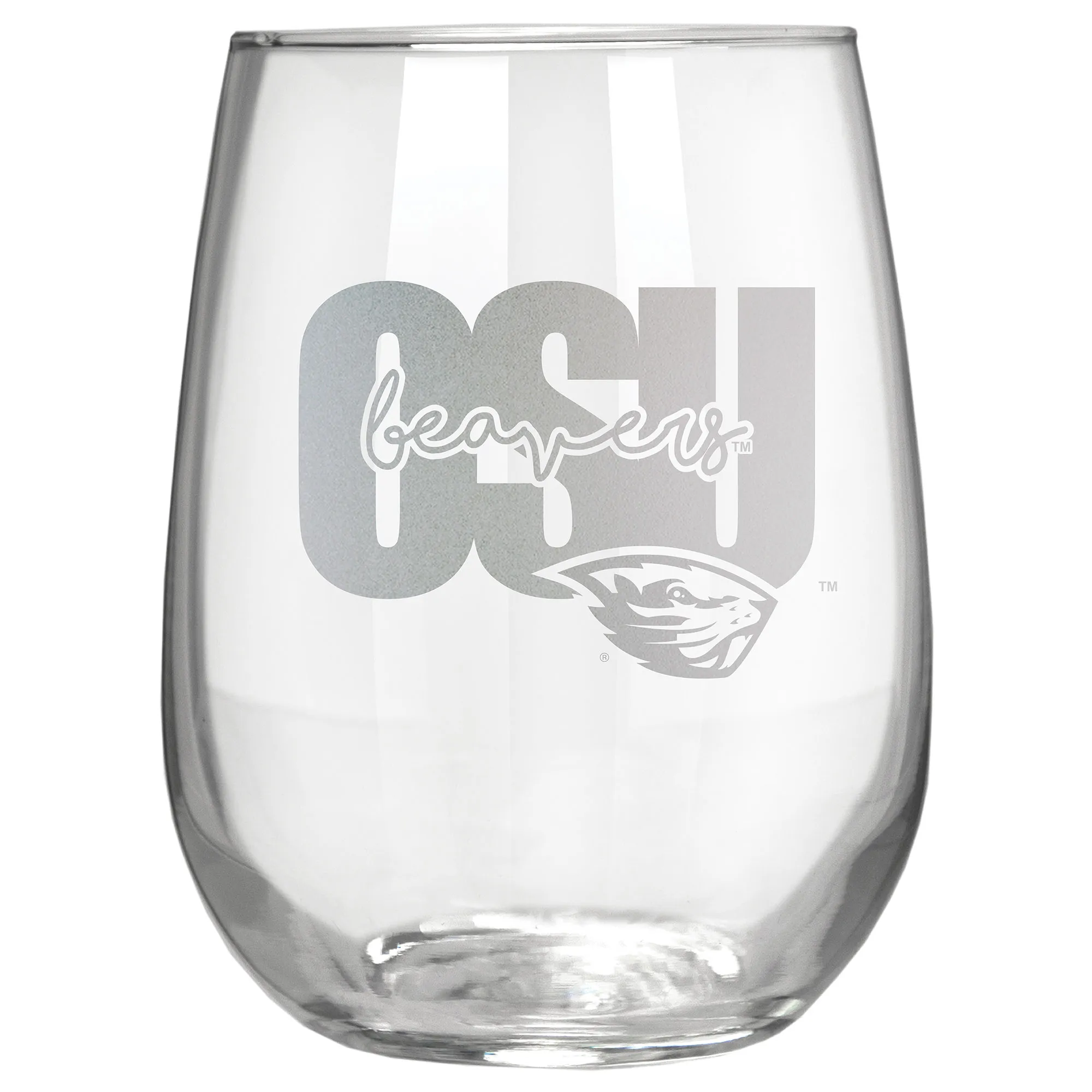 Oregon State Beavers Etched 17oz. City Stemless Wine Glass