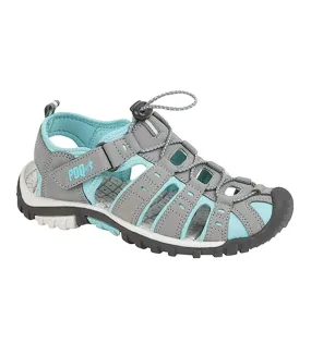 PDQ Womens/Ladies Toggle & Touch Fastening Sports Sandals (Grey/Jade) - UTDF410