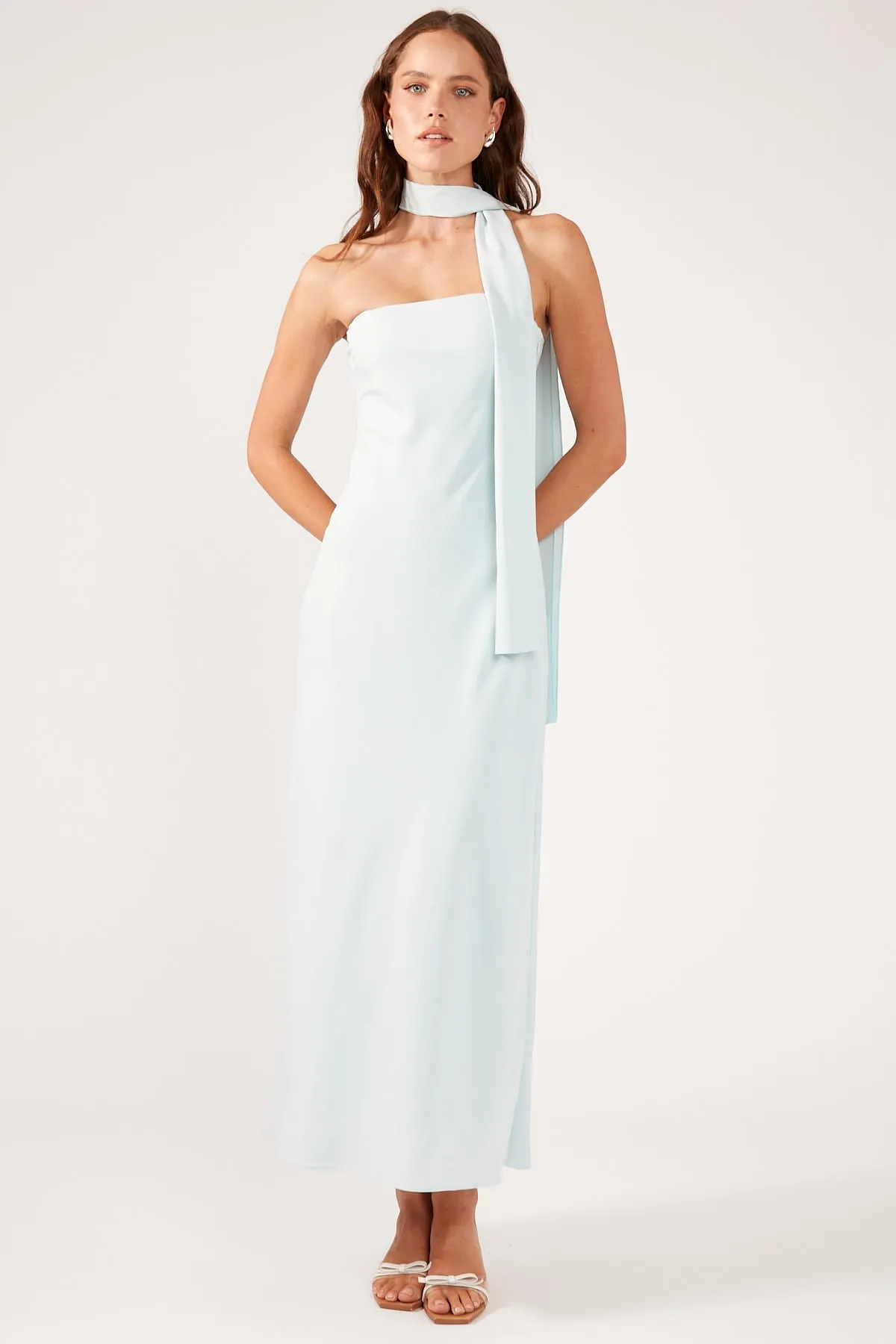 Perfect Stranger Carlota Strapless Scarf Maxi Dress Blue