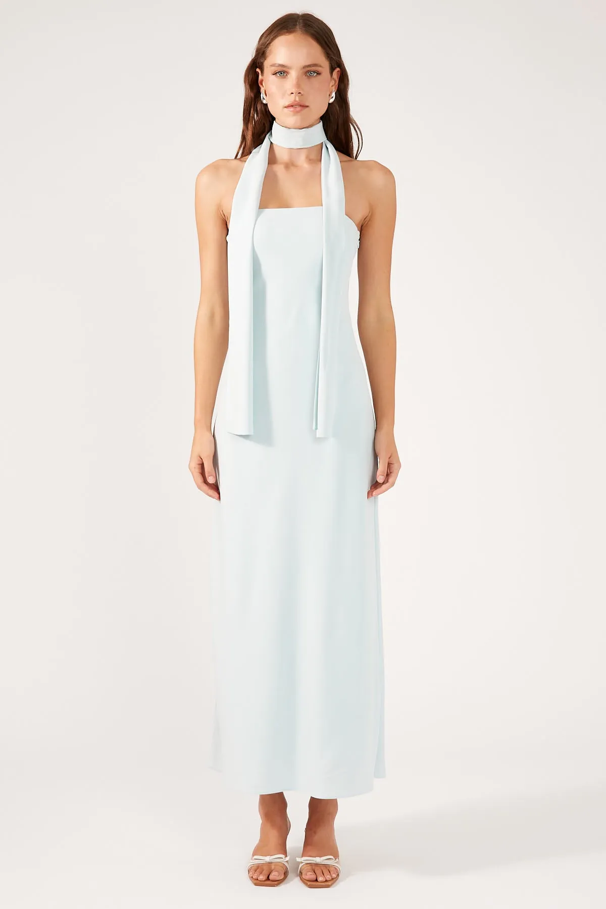 Perfect Stranger Carlota Strapless Scarf Maxi Dress Blue