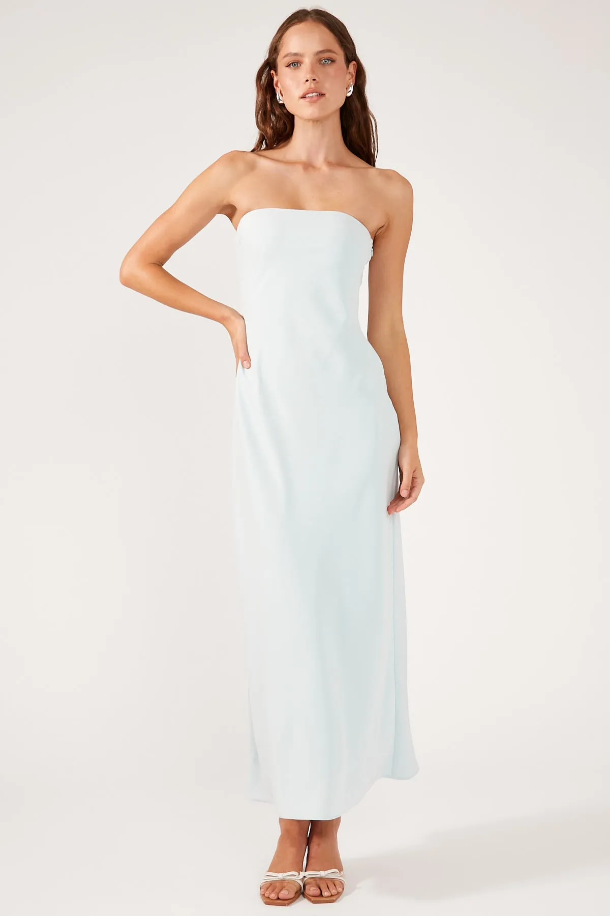 Perfect Stranger Carlota Strapless Scarf Maxi Dress Blue