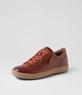 PLANET Kayce Cognac Leather Sneakers