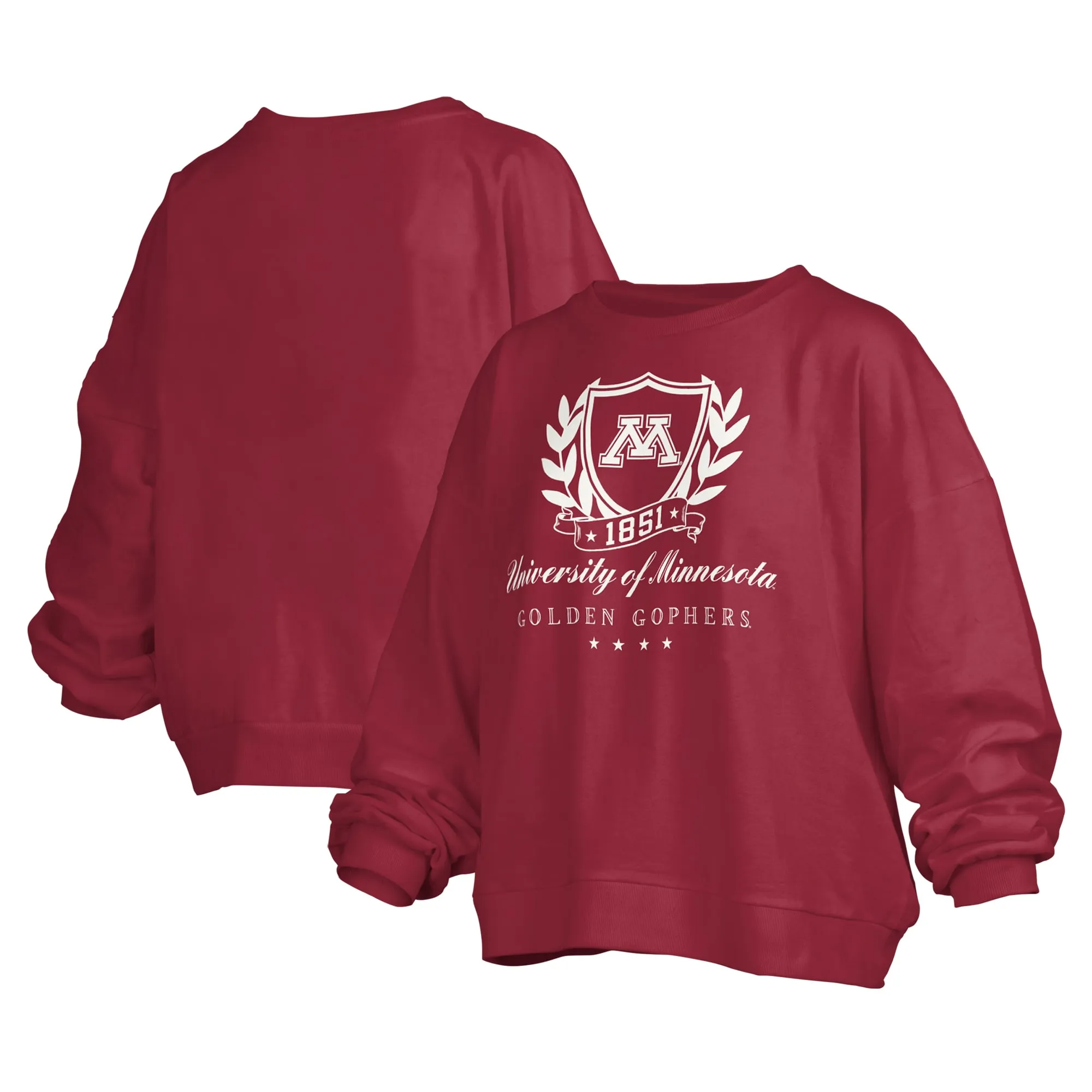 Pressbox Minnesota Golden Gophers Women's Maroon Big Aug Script Janice Oversized Pullover Sweatshirt