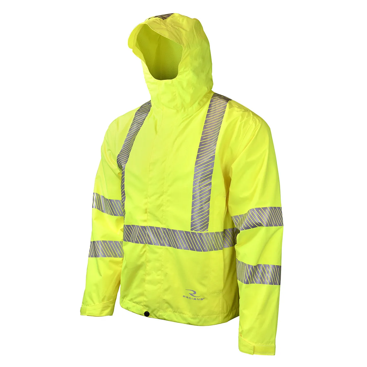 Radians Class 3 Hi Vis Green Lighweight Ripstop Packable Rain Jacket RW11-3ZGR