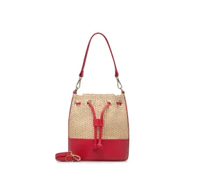 Rafia and deer leather bag