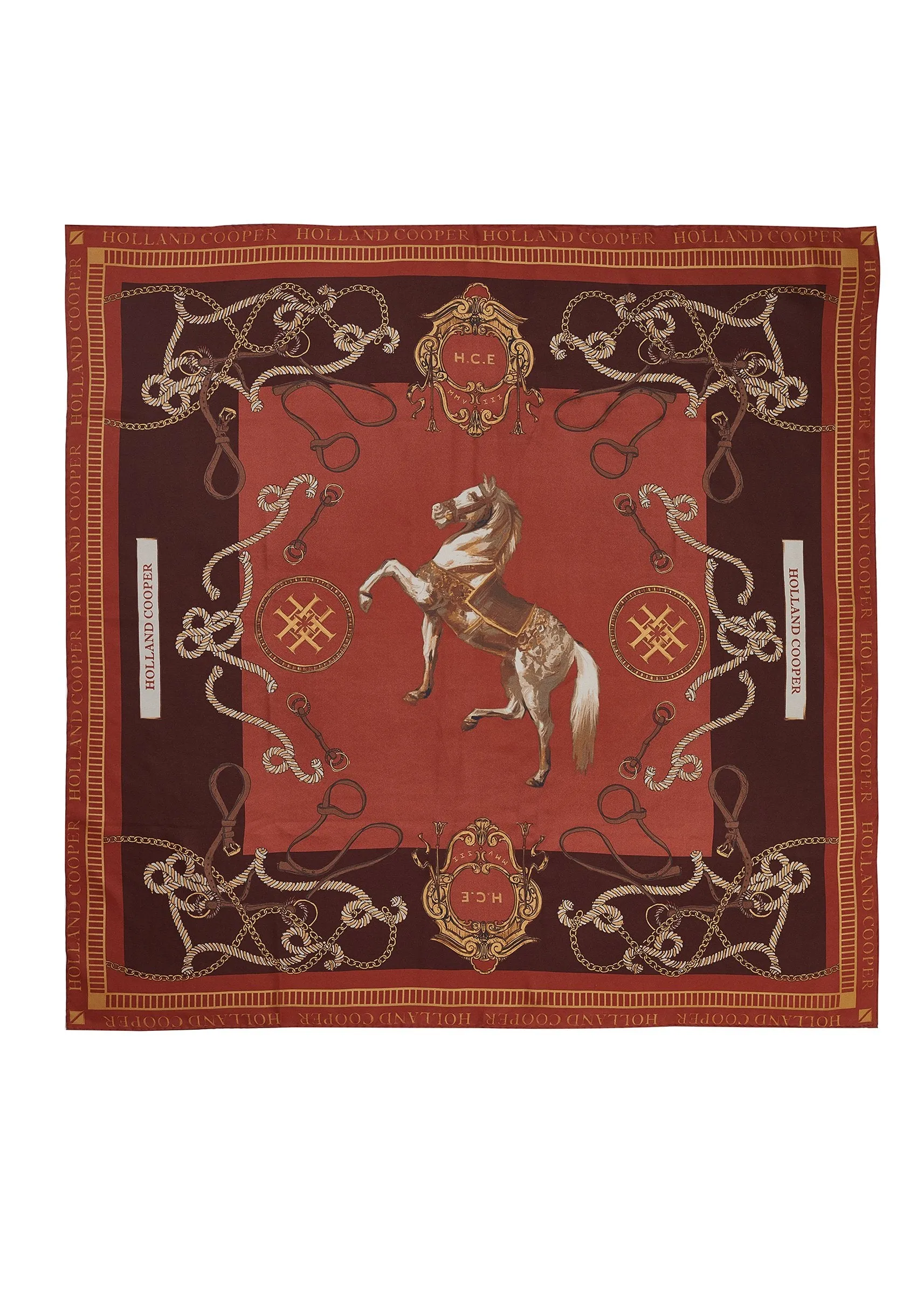 Regal Horse Silk Scarf (Caramel)