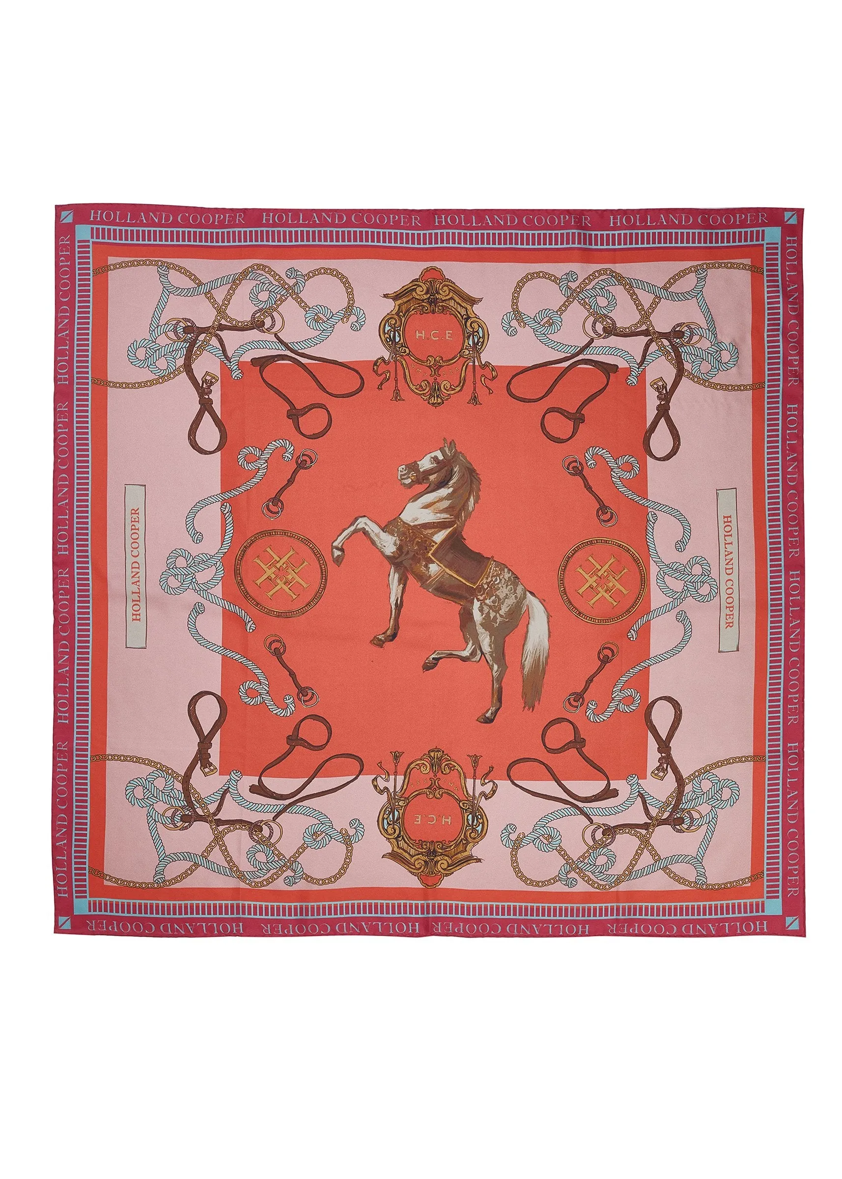 Regal Horse Silk Scarf (Coral)