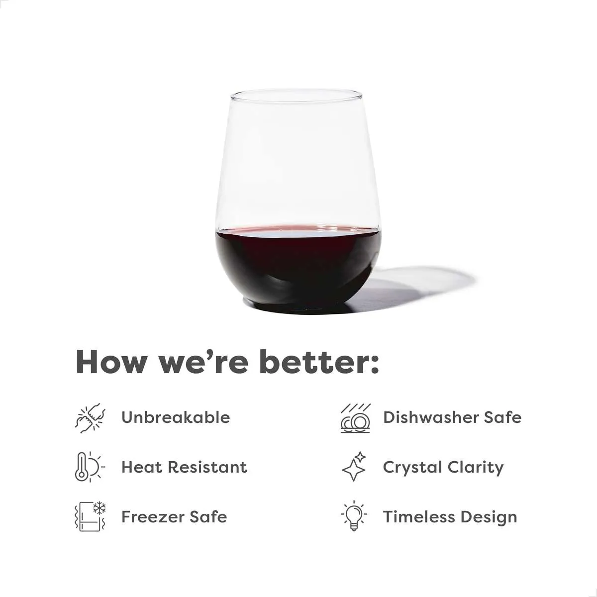 RESERVE 16oz Stemless Wine Tritan Copolyester Glass