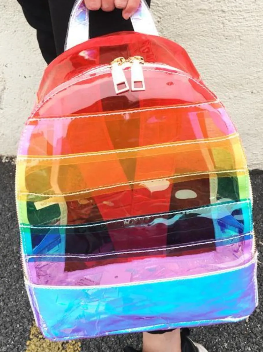 Retro Rainbow Transparent Backpack