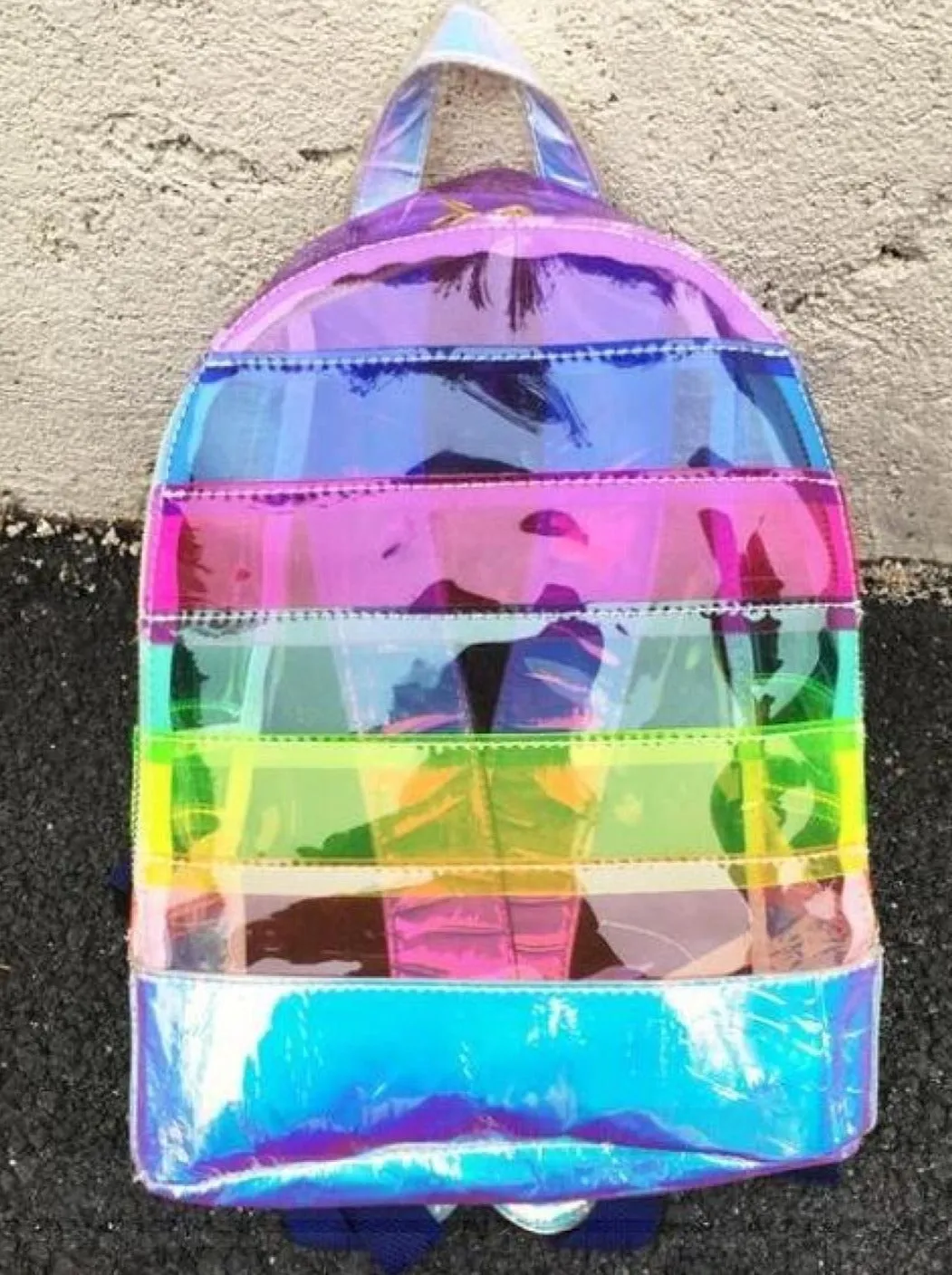 Retro Rainbow Transparent Backpack