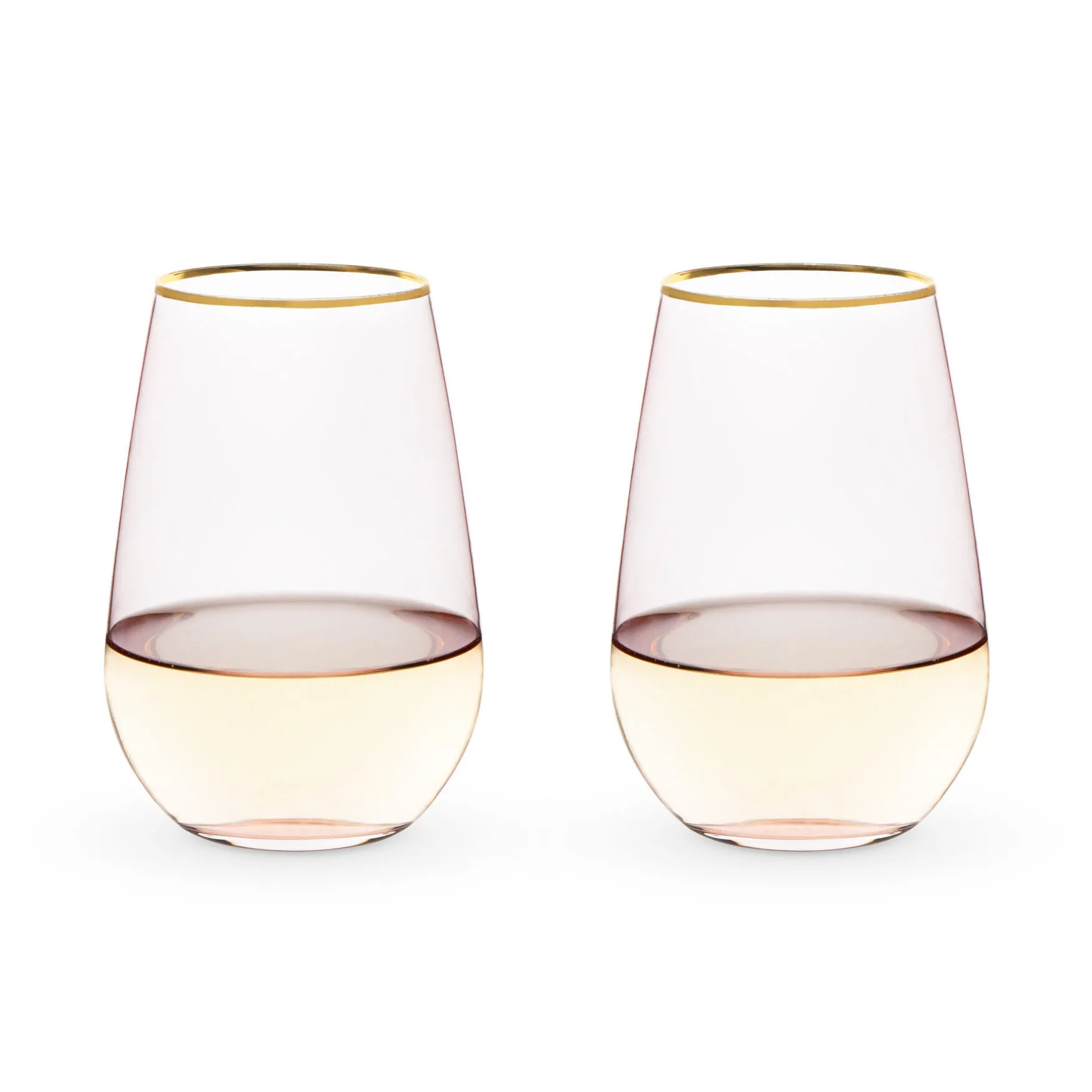 Rose Crystal Stemless Wine Glass Set