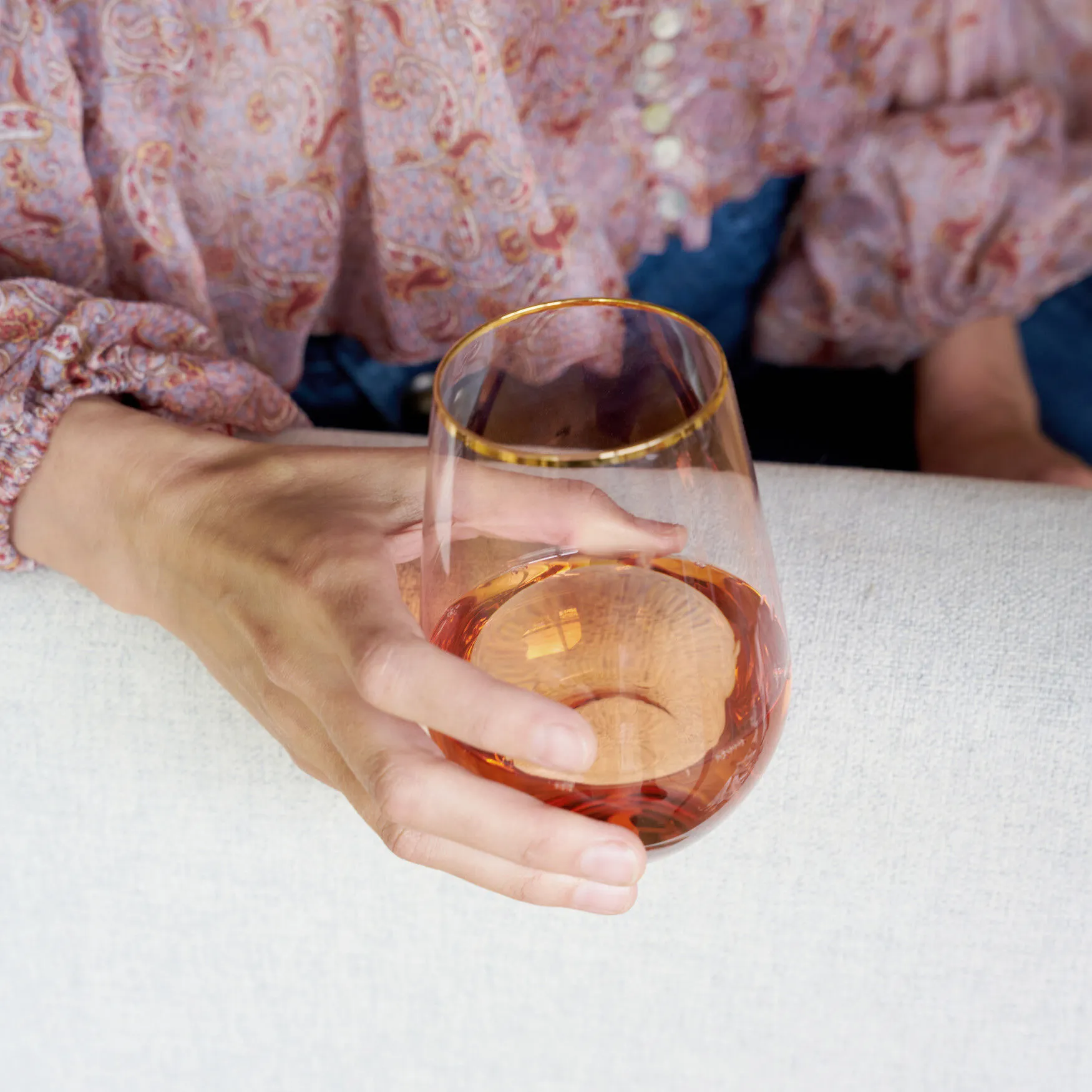 Rose Crystal Stemless Wine Glass Set