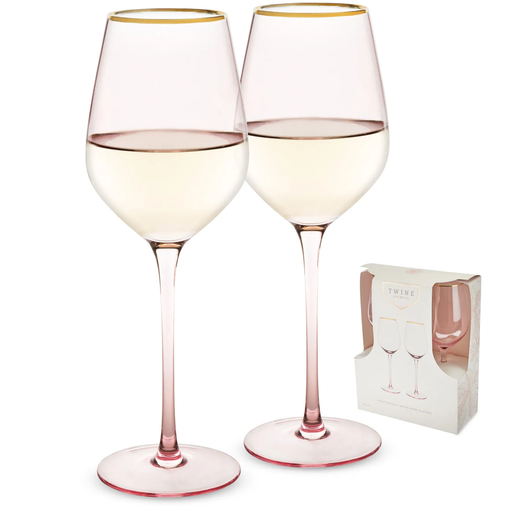 Rose Crystal White Wine Glass Set