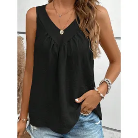 Ruched V-Neck Wide Strap Tank