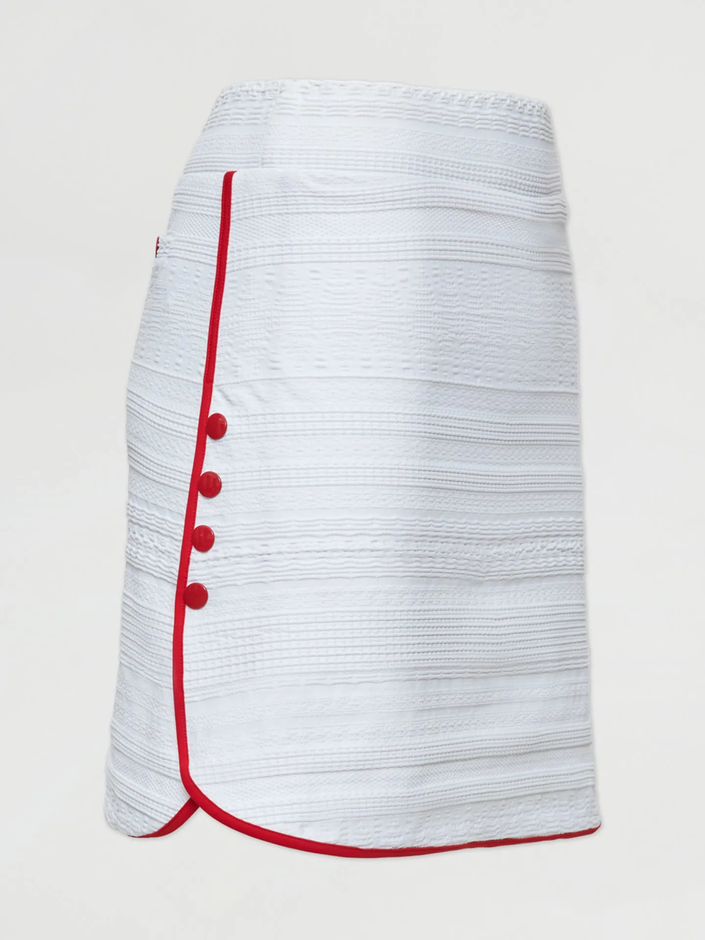 SIDE SNAP GOLF SKORT - White with Red Trim