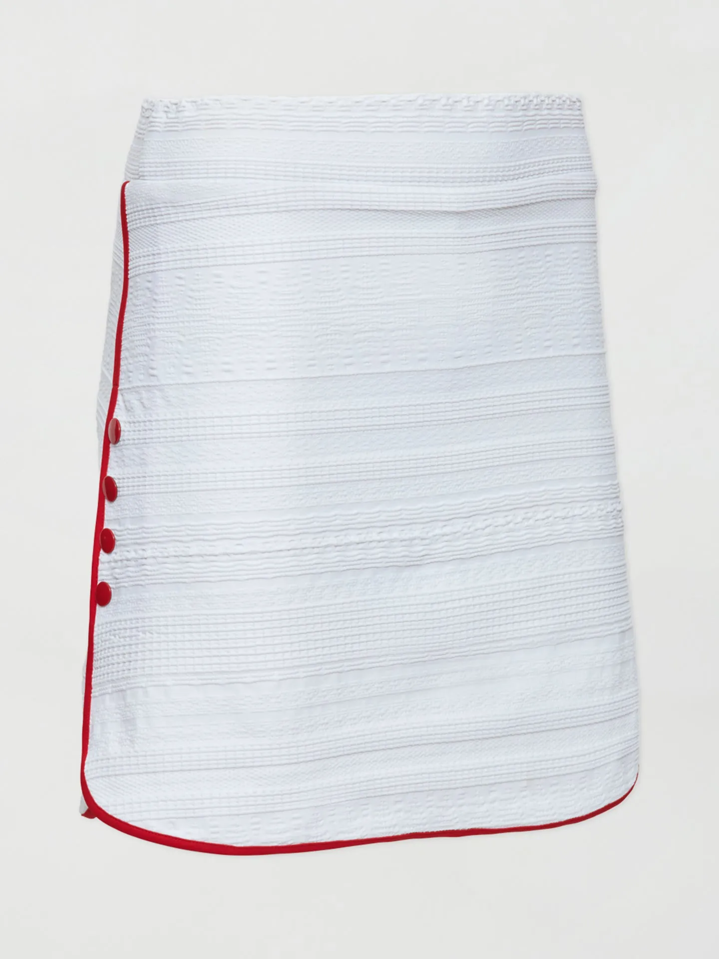 SIDE SNAP GOLF SKORT - White with Red Trim