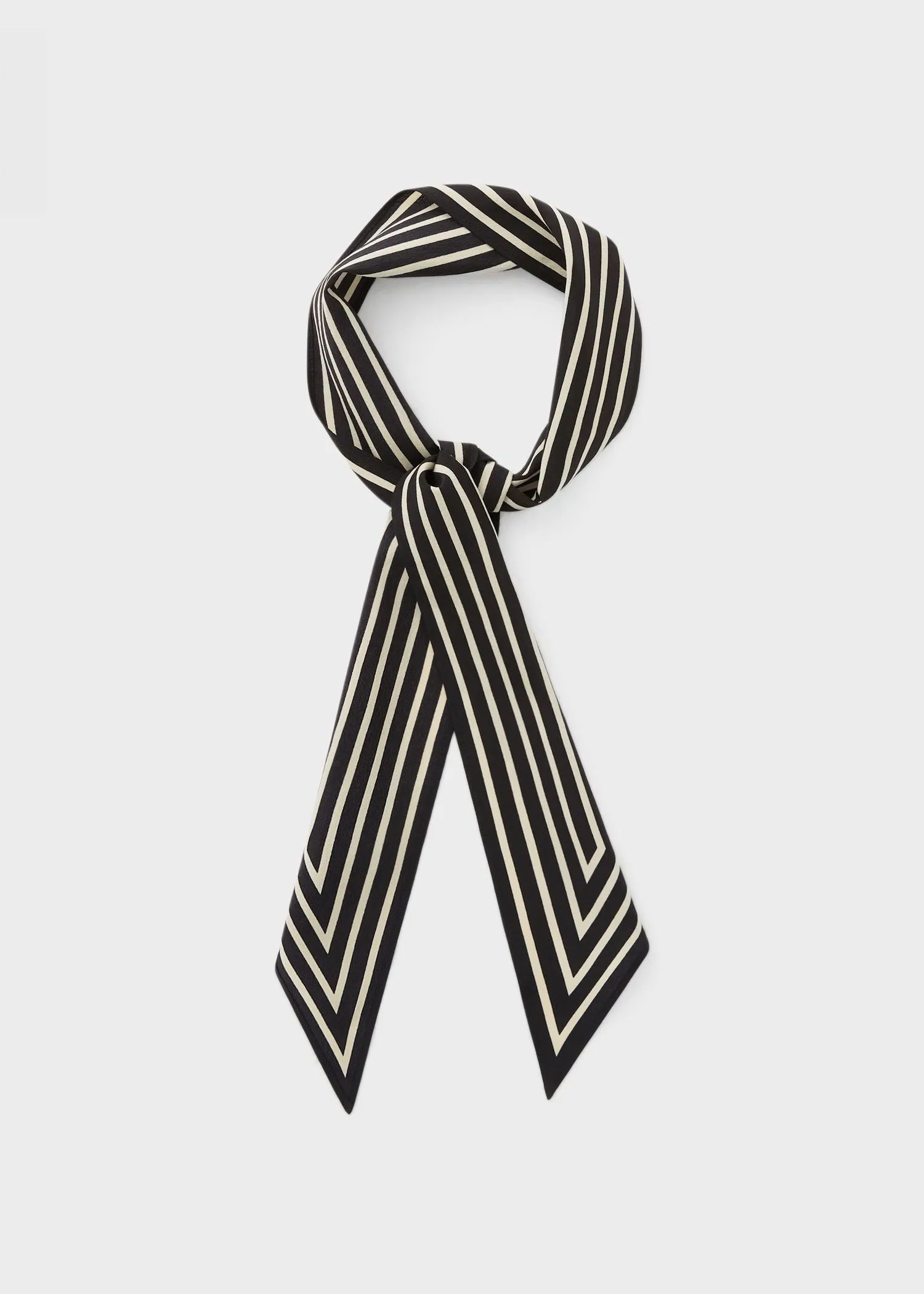 Signature monogram silk ribbon scarf black