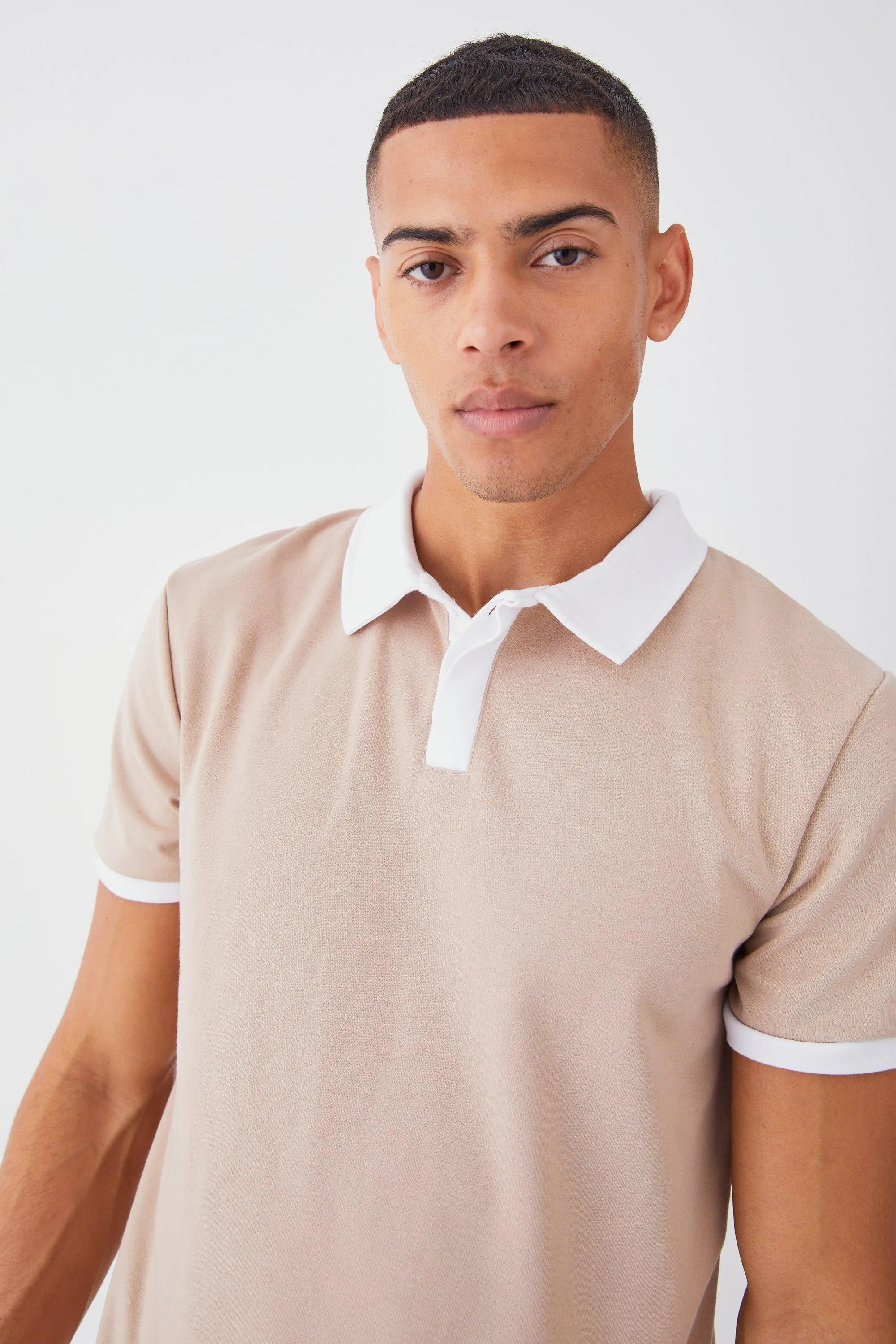 Slim Fit Interlock Contrast Collar Polo