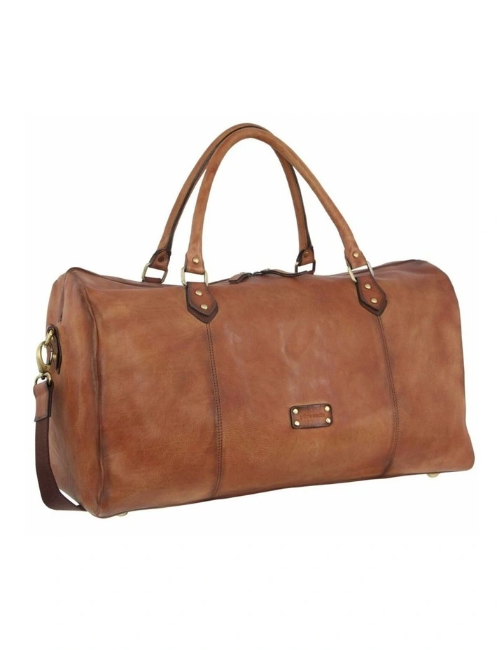 Smooth Leather Overnight Bag in Cognac