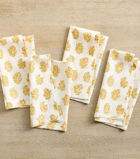 Sophia Floral Block Print Cotton Napkins - Set of 4