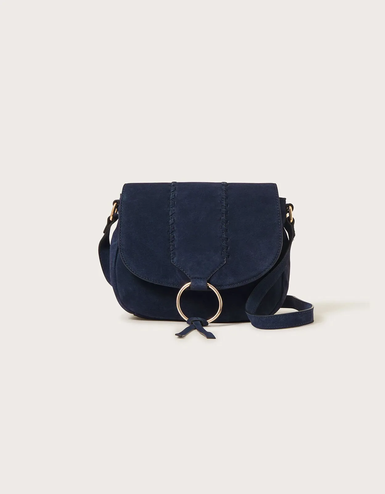 Suede Saddle Hoop Cross-Body Bag