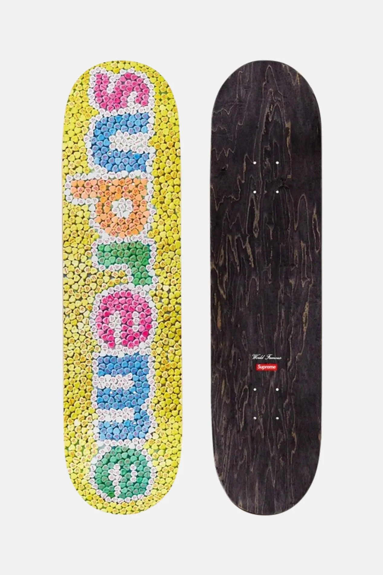 Supreme Candy Hearts Skateboard Yellow