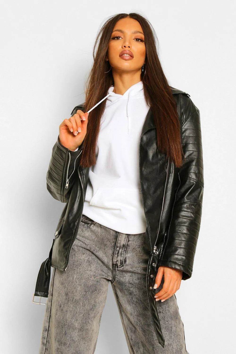 Tall Faux Leather Pu Moto Jacket